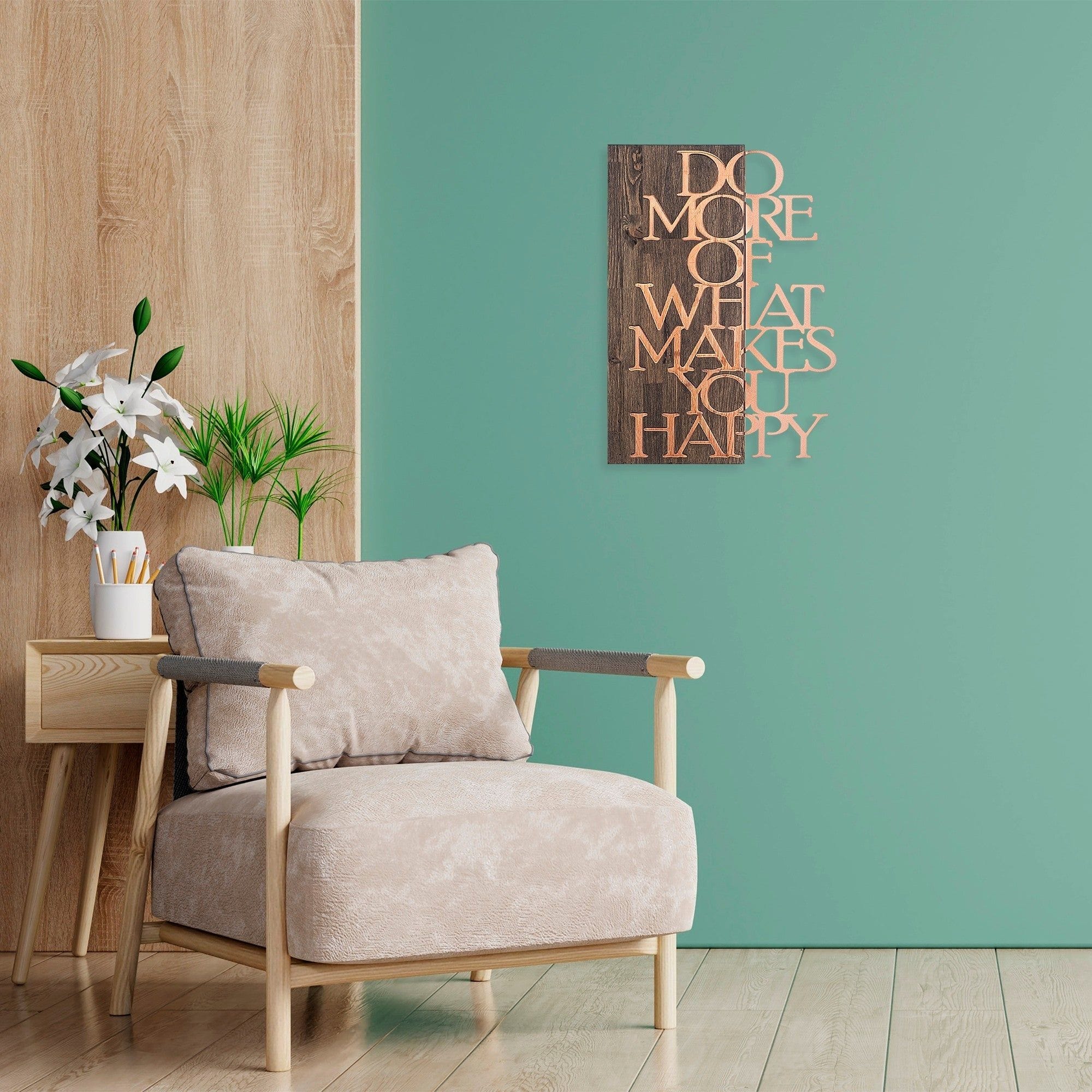 Decoratiune perete 899SKL2237, nuc/auriu, lemn/metal, 42x58 cm