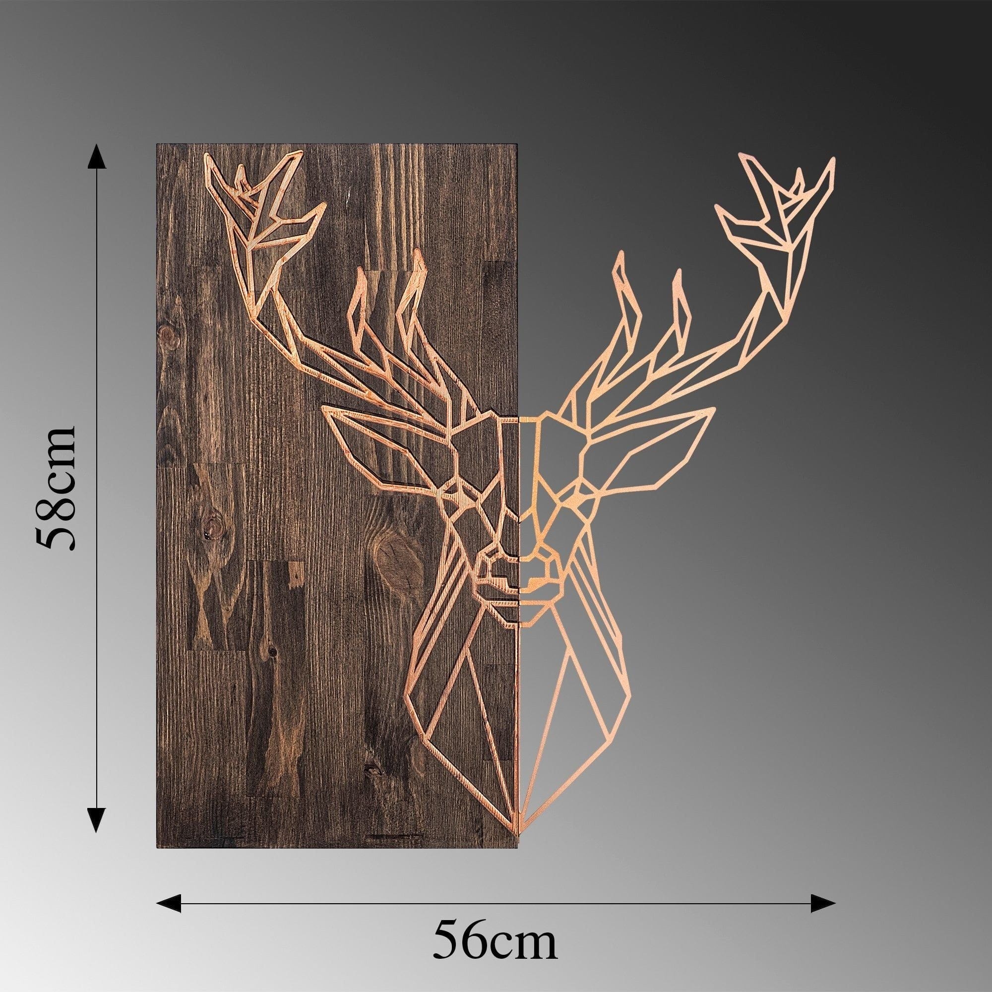 Decoratiune perete 899SKL2243, nuc/auriu, lemn/metal, 56x58 cm