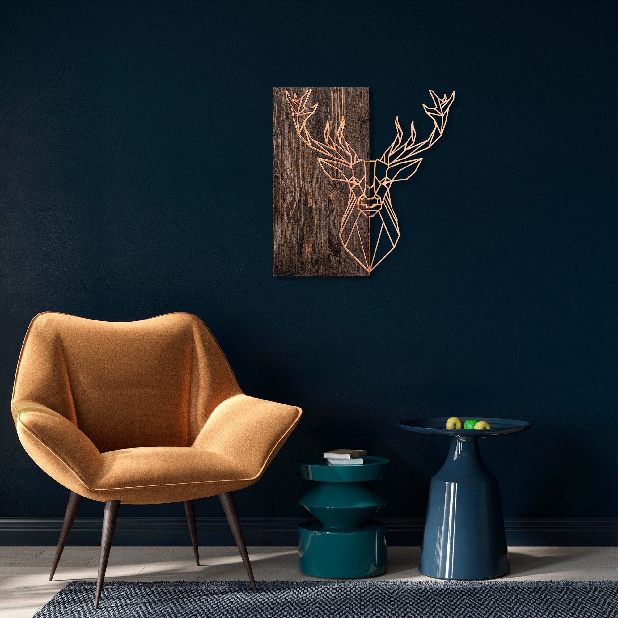 Decoratiune perete 899SKL2243, nuc/auriu, lemn/metal, 56x58 cm