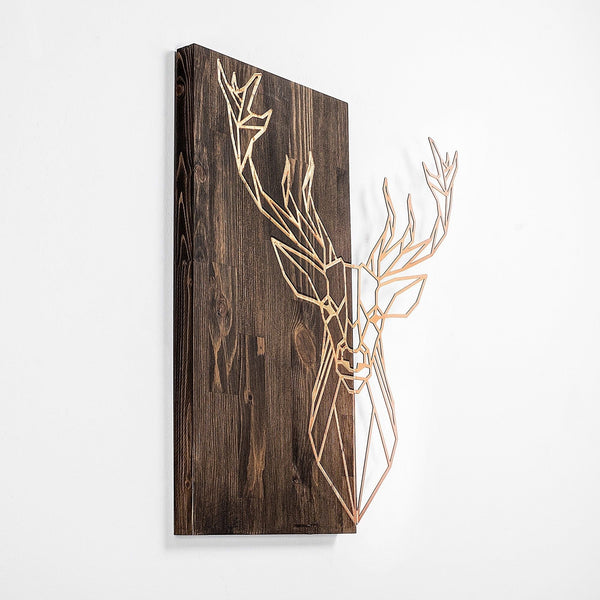 Decoratiune perete 899SKL2243, nuc/auriu, lemn/metal, 56x58 cm