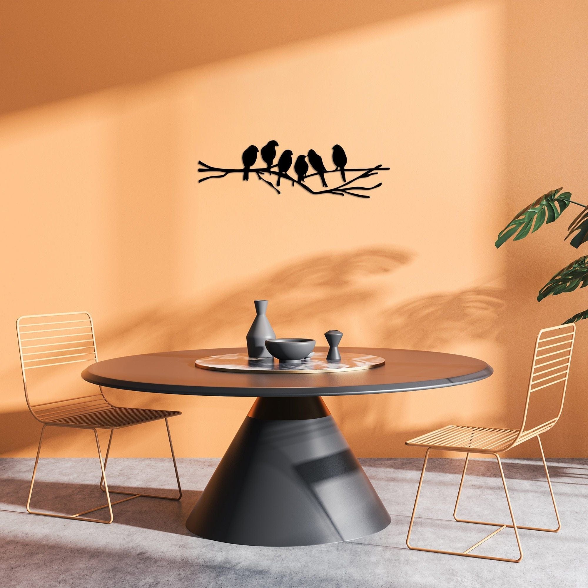 Decoratiune perete 899SKL2427, negru, metal, 70x21 cm