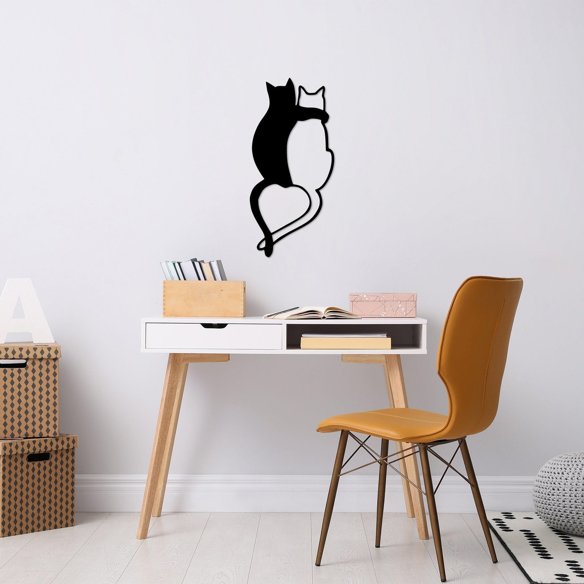 Decoratiune perete 899SKL2513, negru, metal, 33x70 cm