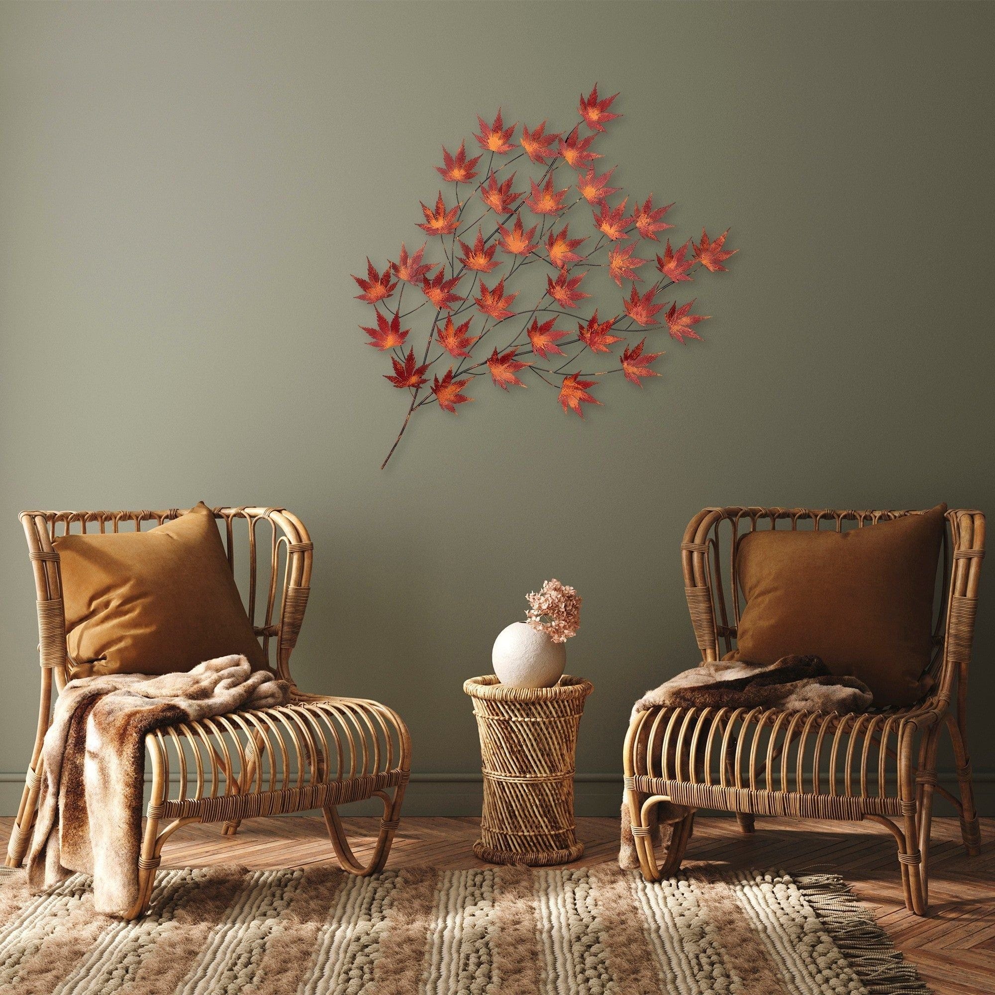 Decoratiune perete ACER PALMATUM, caramiziu, metal, 85x4x115 cm