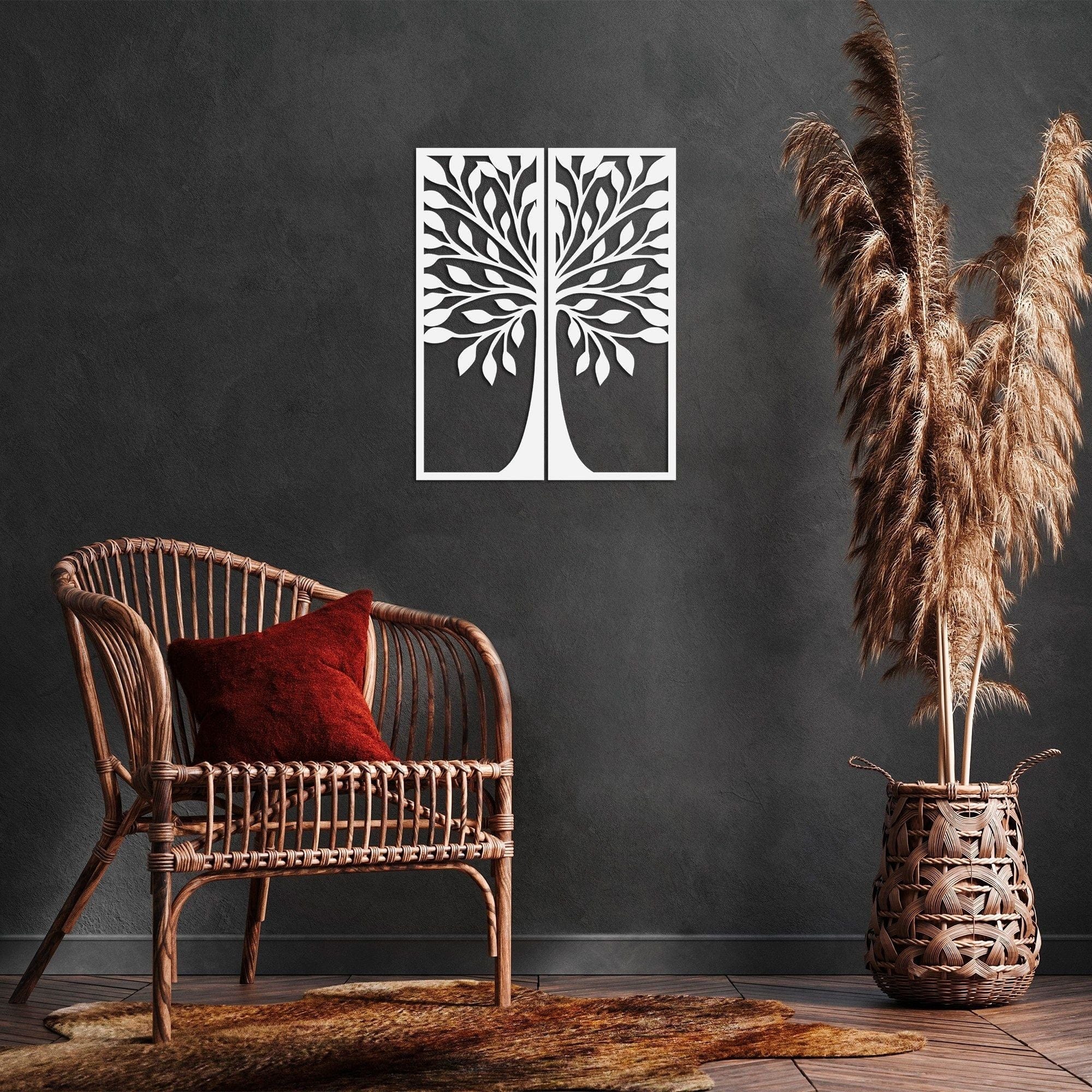 Decoratiune perete AGAC 2, alb, lemn, 50x65 cm