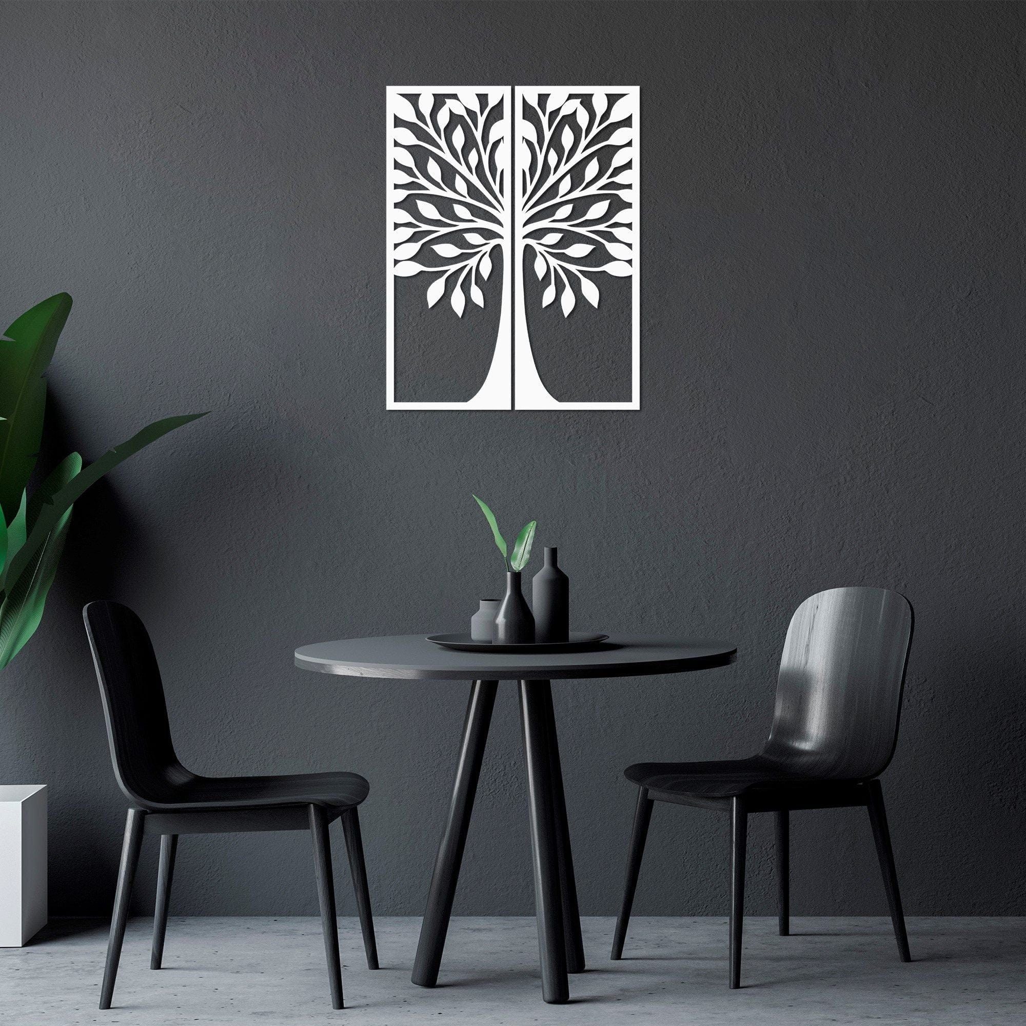 Decoratiune perete AGAC 2, alb, lemn, 50x65 cm