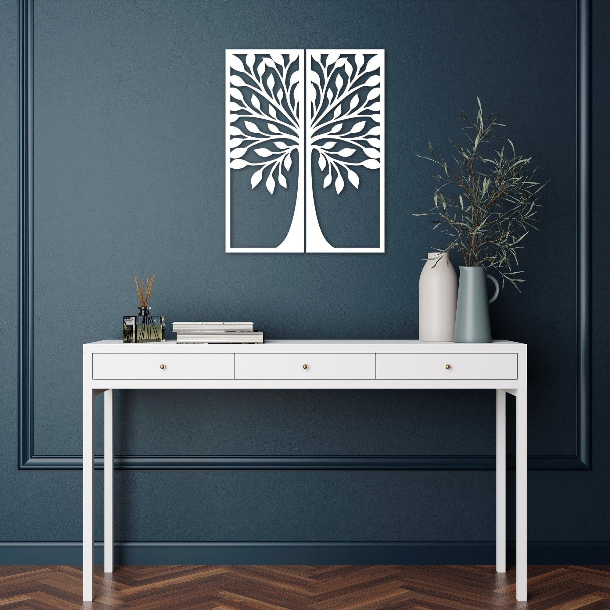 Decoratiune perete AGAC 2, alb, lemn, 50x65 cm