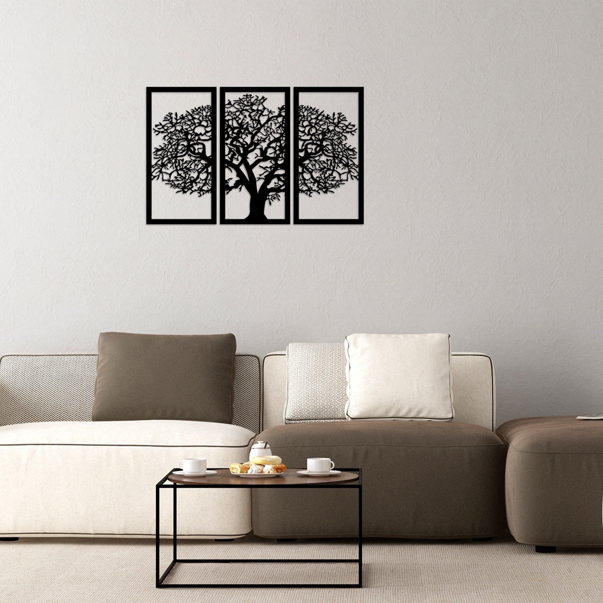 Decoratiune perete AGAC 5, negru, lemn, 105x66 cm