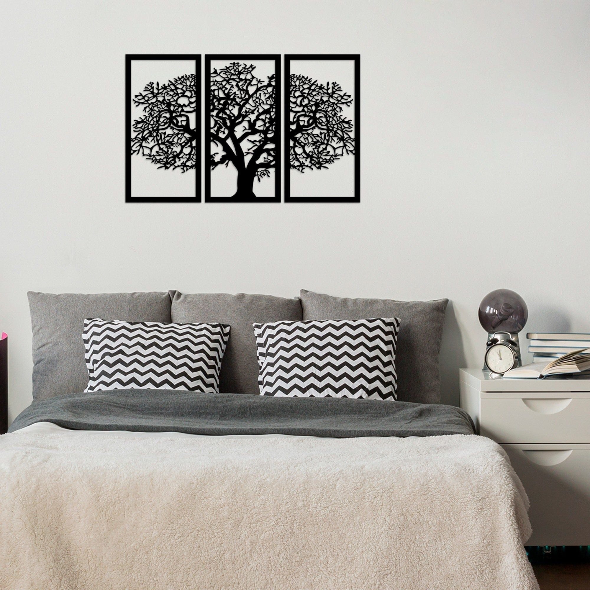 Decoratiune perete AGAC 5, negru, lemn, 105x66 cm