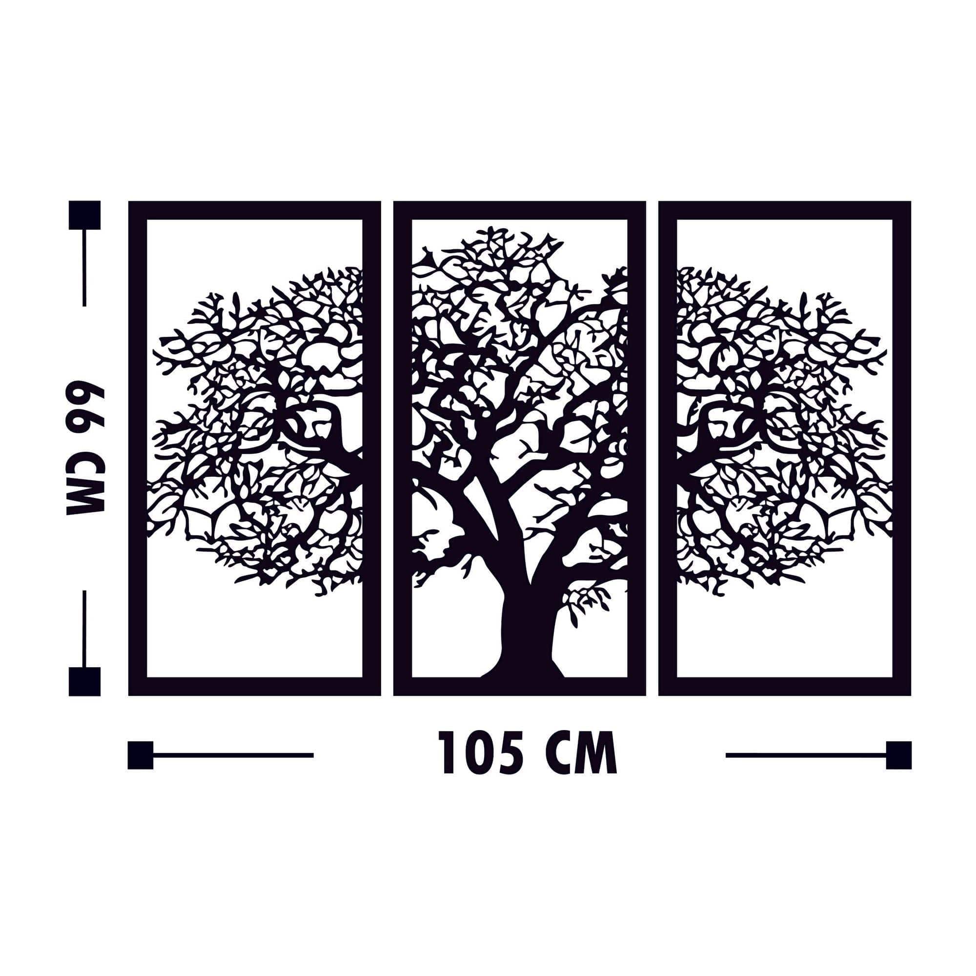 Decoratiune perete AGAC 5, negru, lemn, 105x66 cm