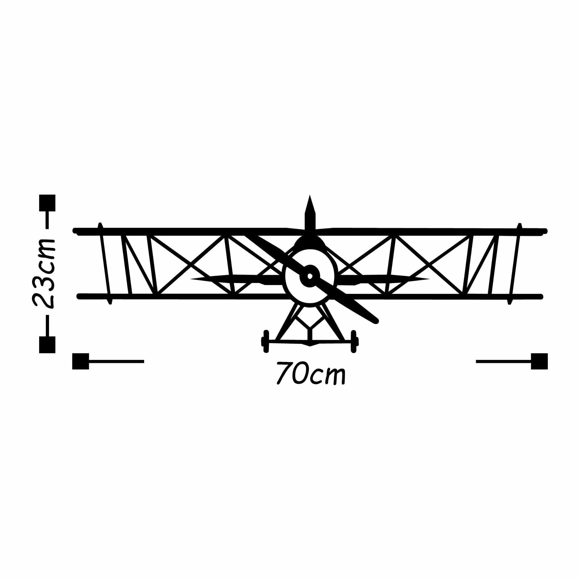 Decoratiune perete AIRPLANE, negru, metal, 70x23 cm