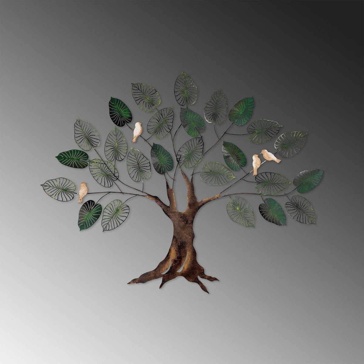 Decoratiune perete ALDER, maro/verde, metal, 117x92 cm