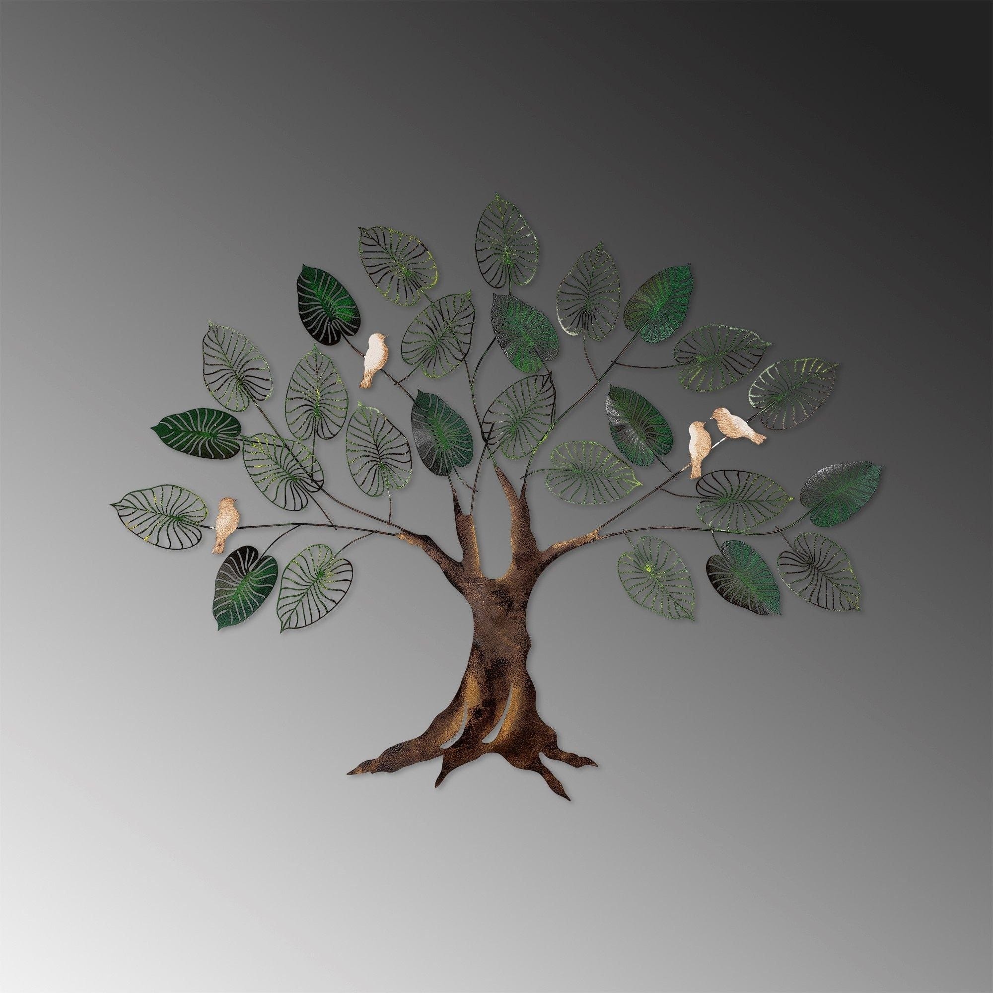 Decoratiune perete ALDER, maro/verde, metal, 117x92 cm