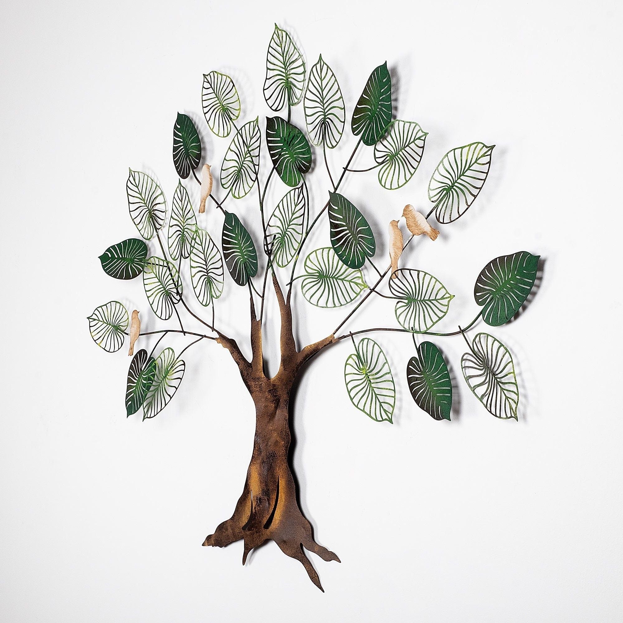 Decoratiune perete ALDER, maro/verde, metal, 117x92 cm