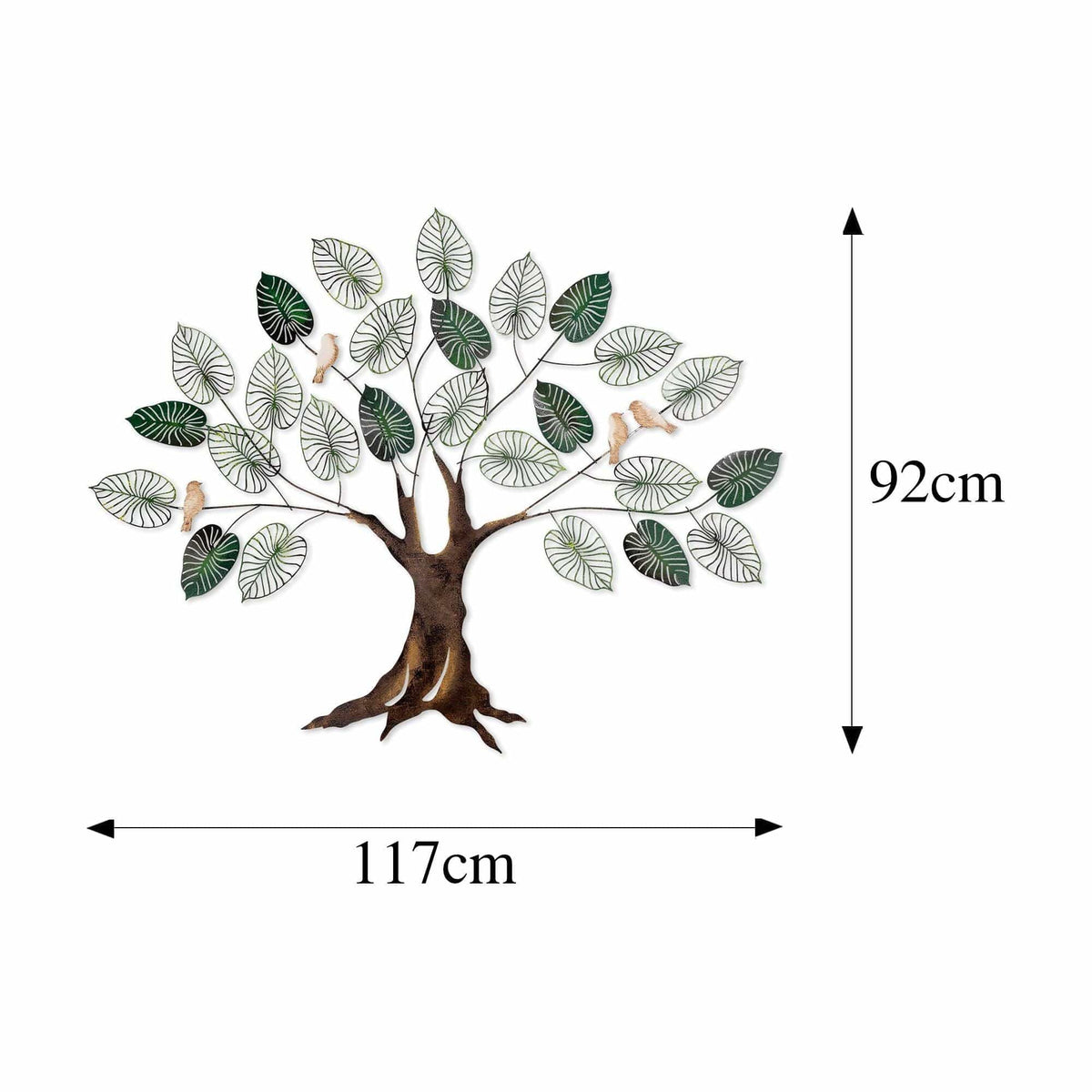 Decoratiune perete ALDER, maro/verde, metal, 117x92 cm
