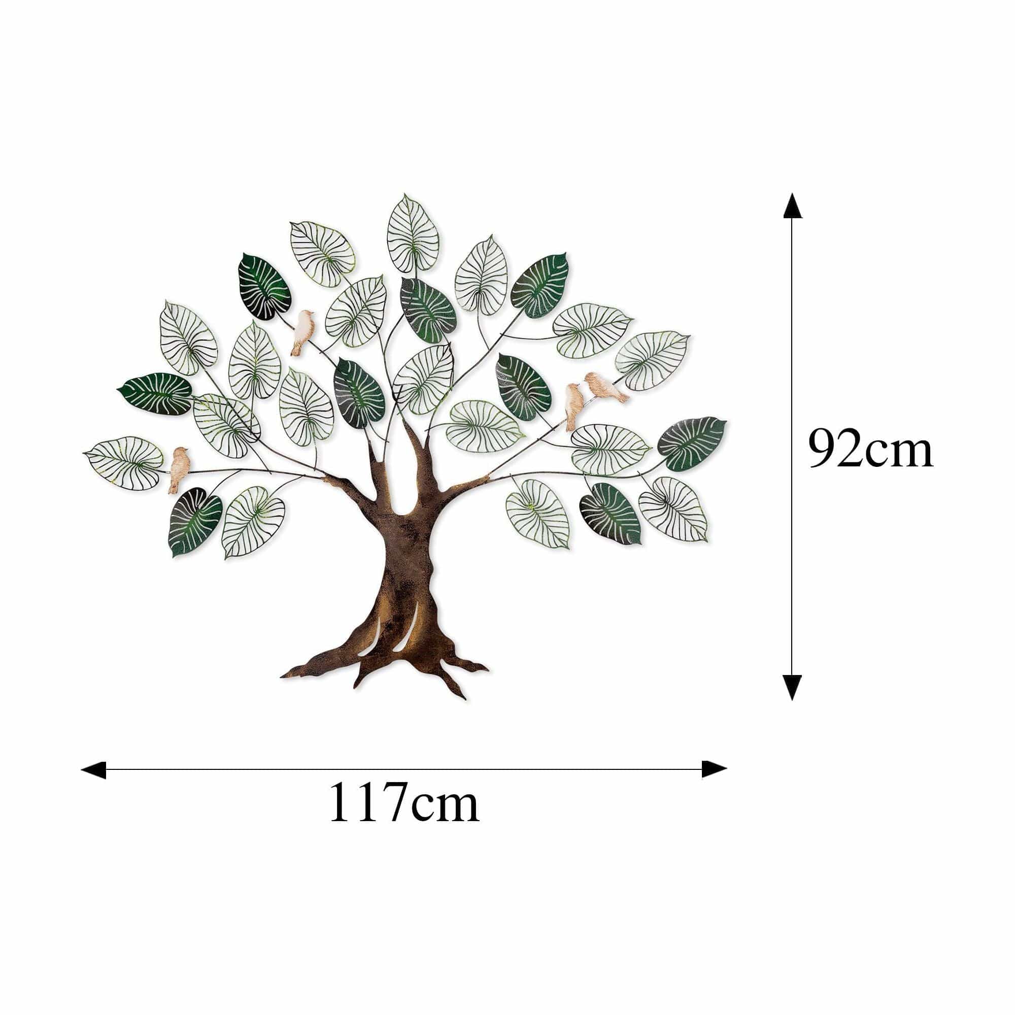 Decoratiune perete ALDER, maro/verde, metal, 117x92 cm