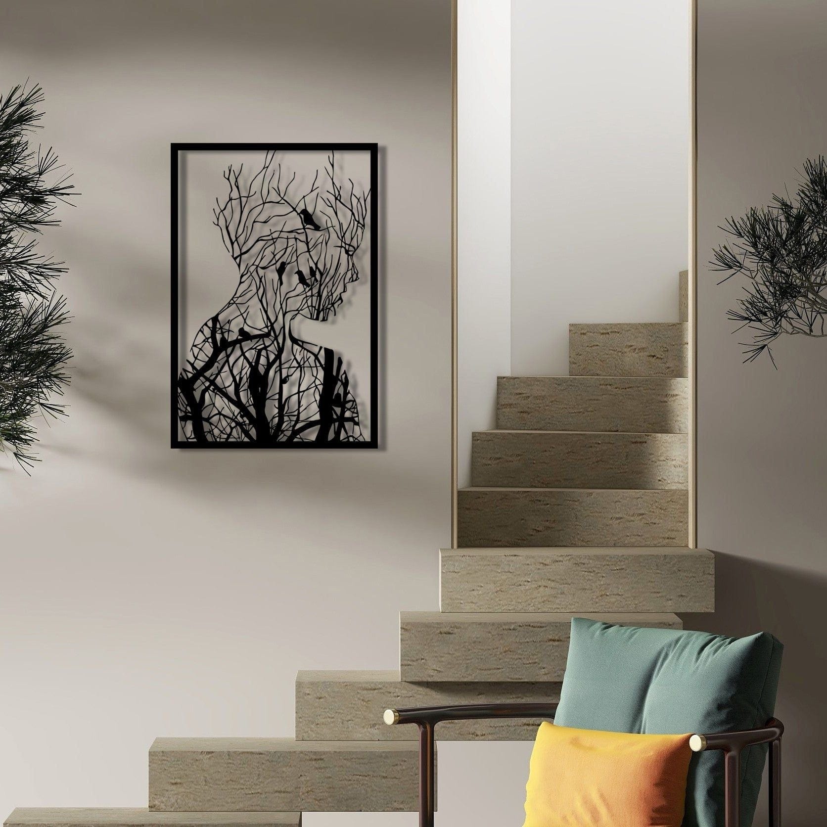 Decoratiune perete ARAKAN, negru, metal, 42x62 cm