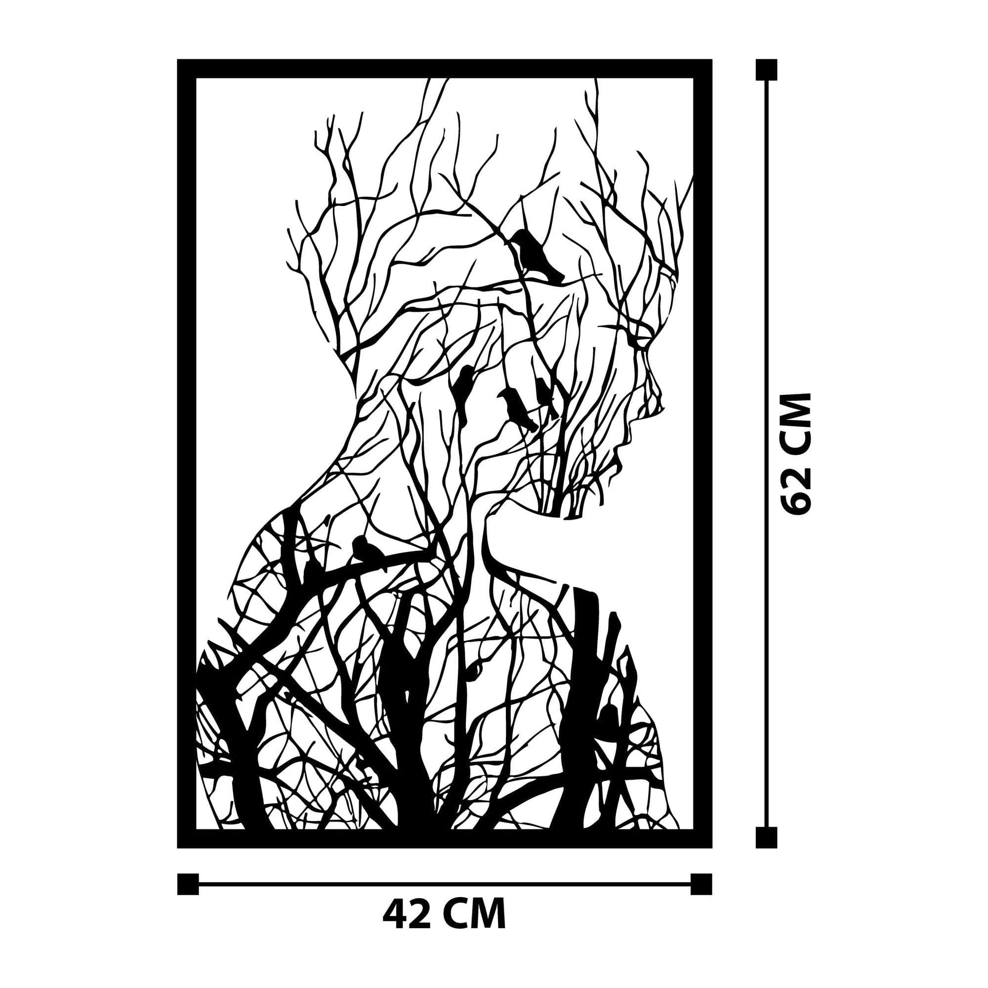 Decoratiune perete ARAKAN, negru, metal, 42x62 cm