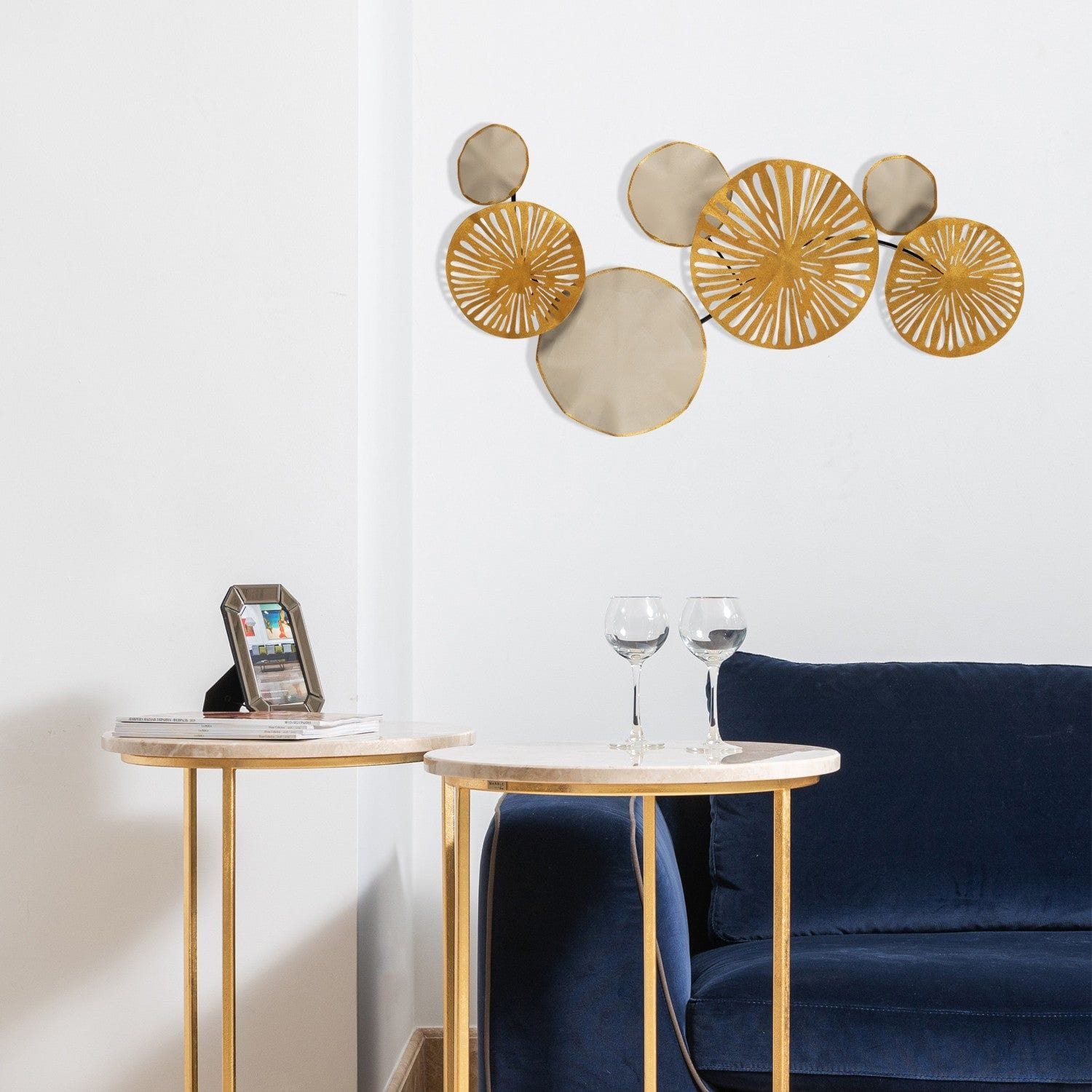 Decoratiune perete ASTRID-CH102-3, auriu/crem inchis, metal, 79x35 cm