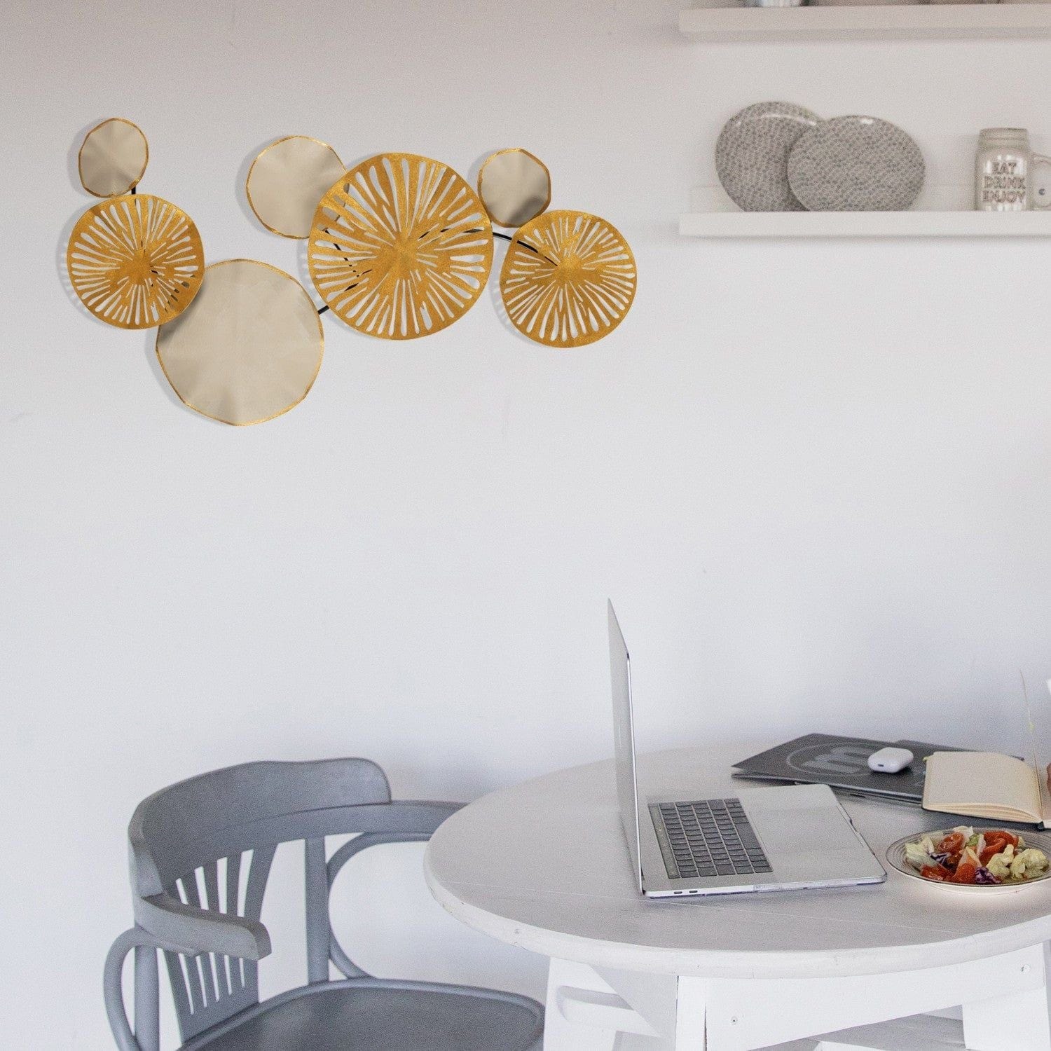 Decoratiune perete ASTRID-CH102-3, auriu/crem inchis, metal, 79x35 cm