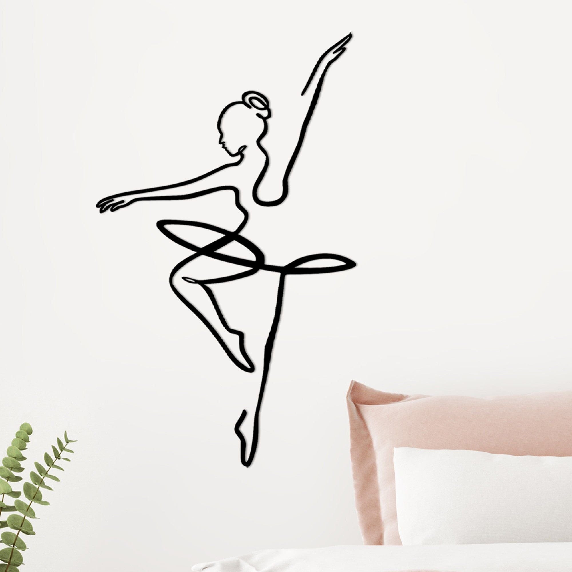 Decoratiune perete BALLERINA 1, negru, metal, 70x42 cm