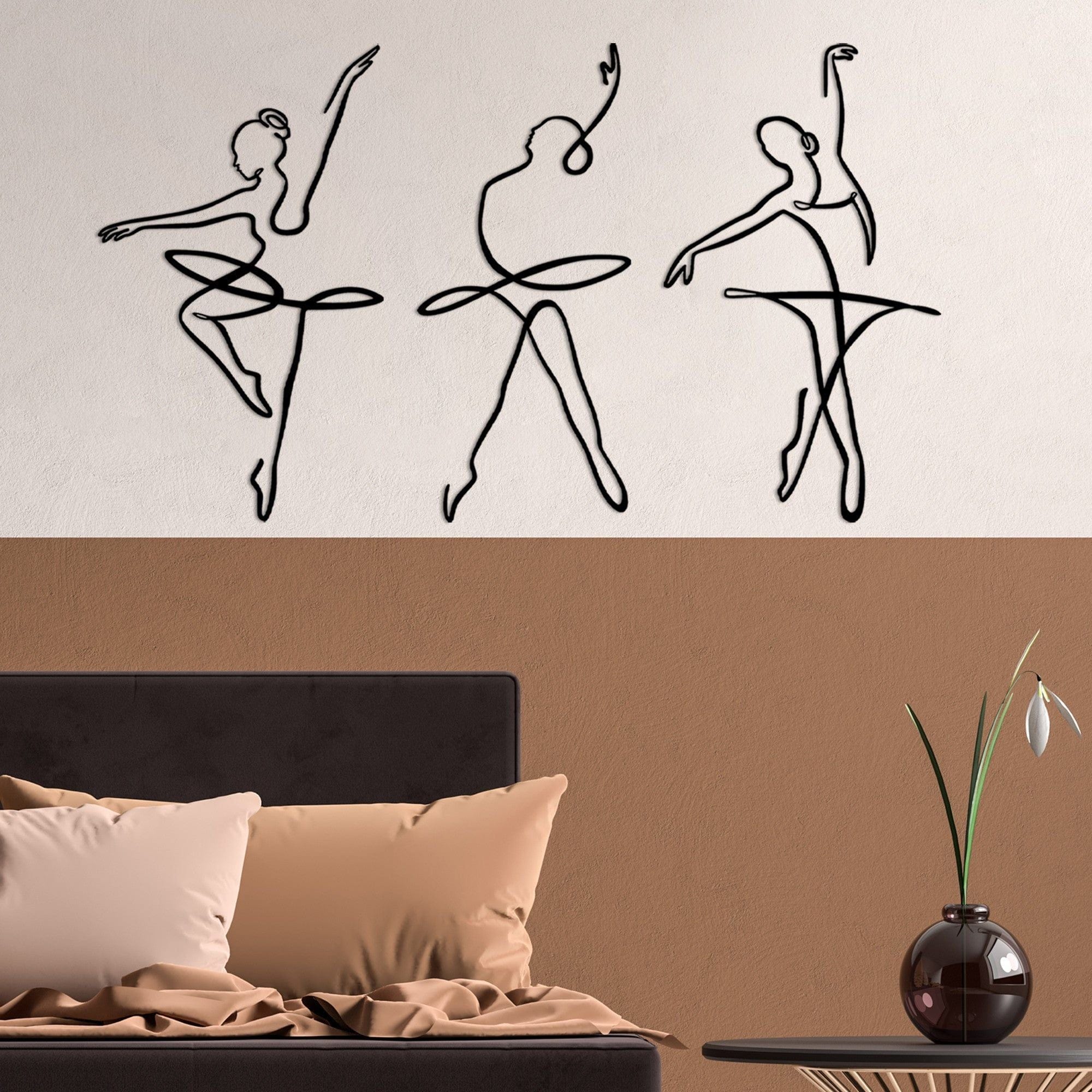 Decoratiune perete BALLERINA 1, negru, metal, 70x42 cm