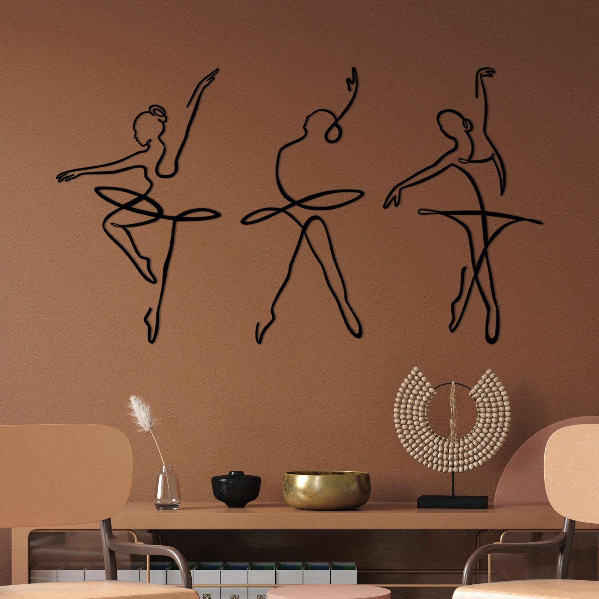Decoratiune perete BALLERINA 2, negru, metal, 70x32 cm