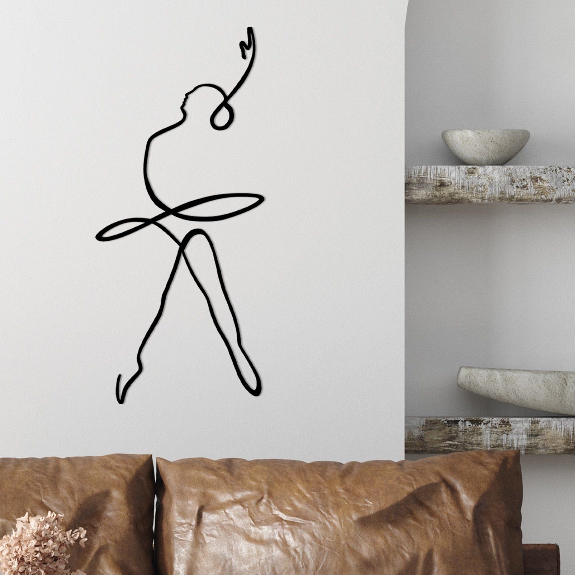 Decoratiune perete BALLERINA 2, negru, metal, 70x32 cm