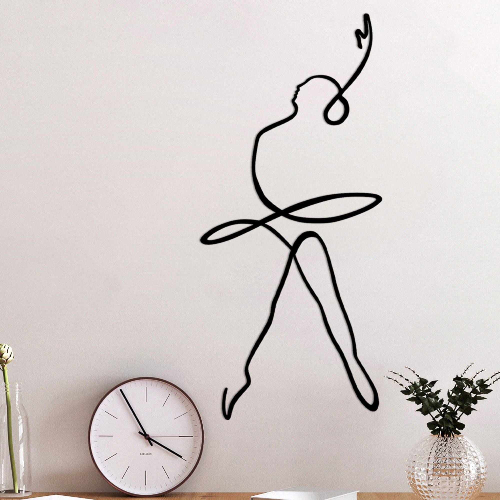 Decoratiune perete BALLERINA 2, negru, metal, 70x32 cm