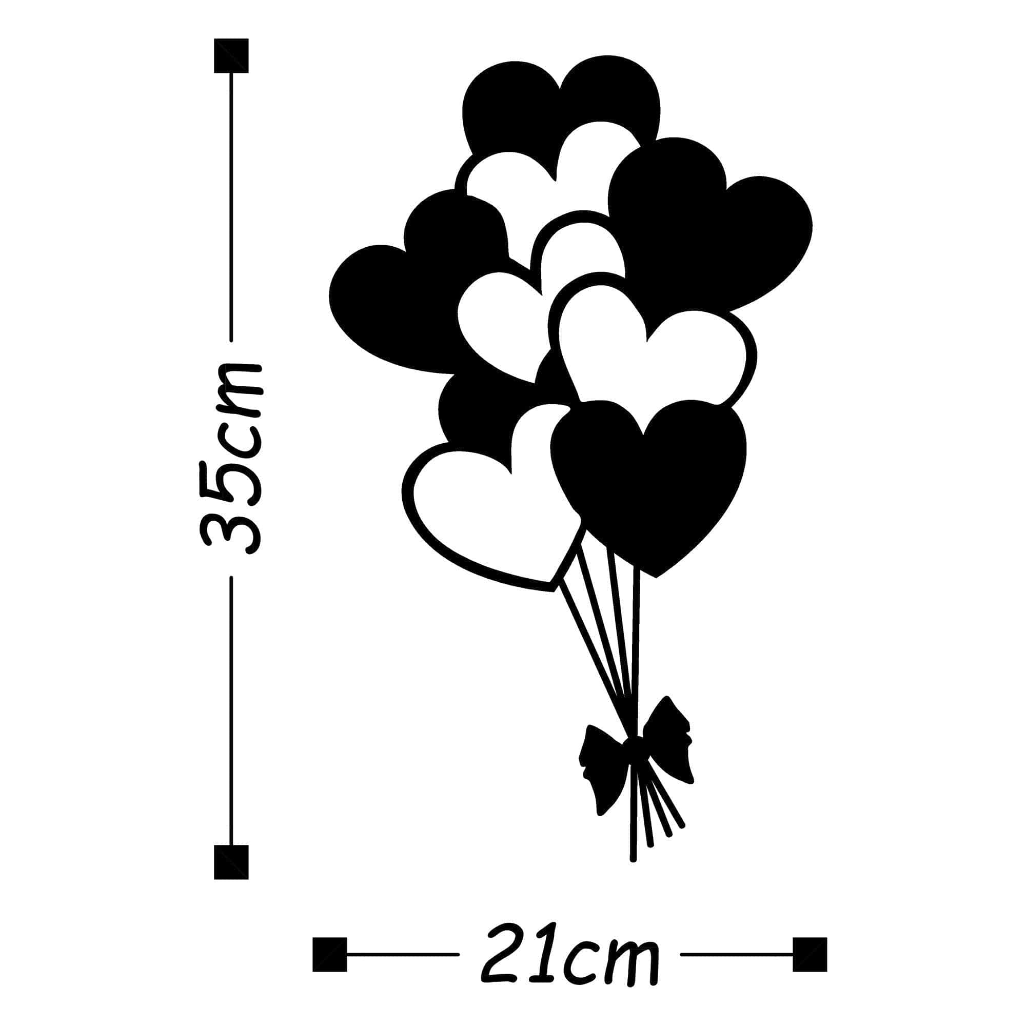 Decoratiune perete BALLOONS, negru, metal, 21x35 cm