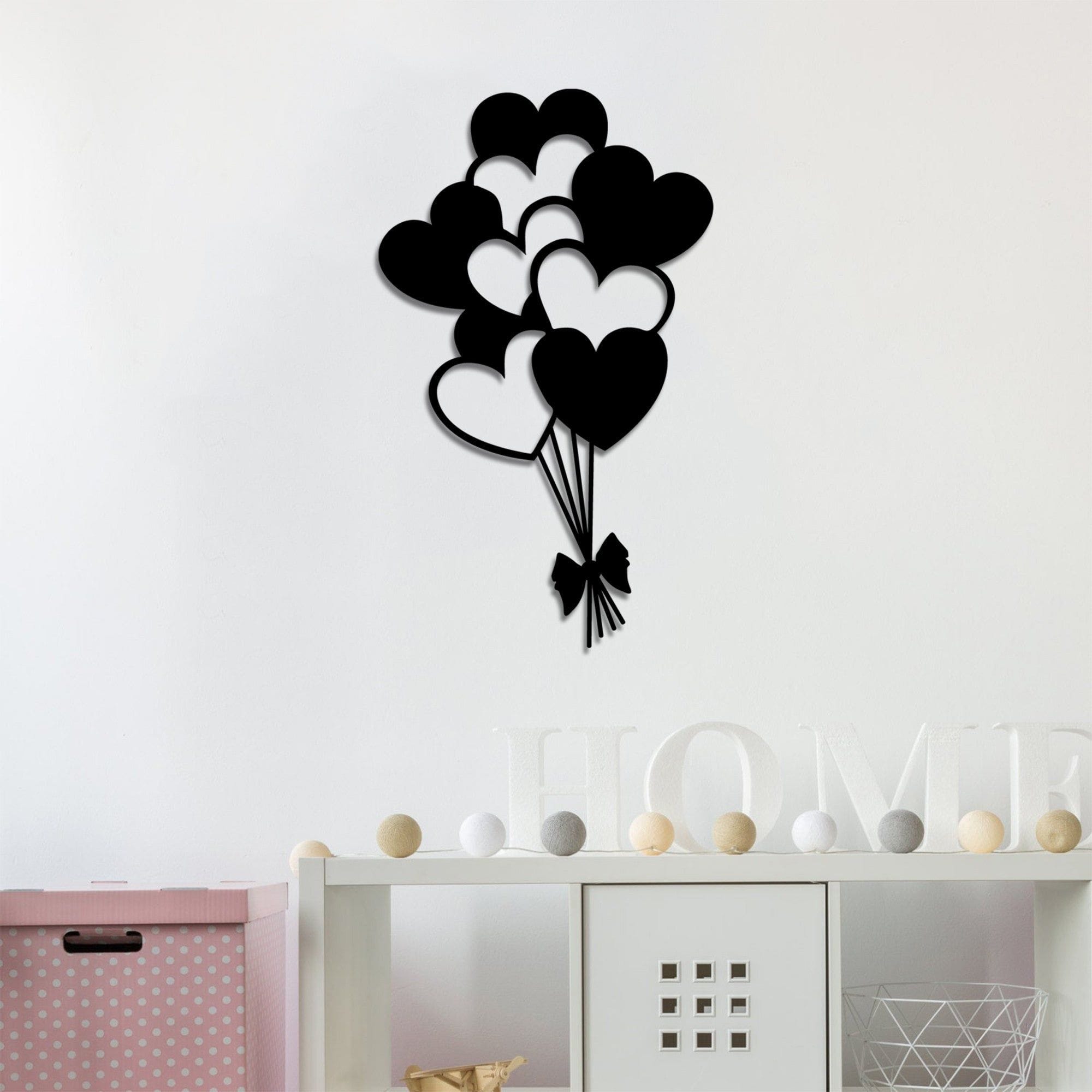 Decoratiune perete BALLOONS, negru, metal, 21x35 cm