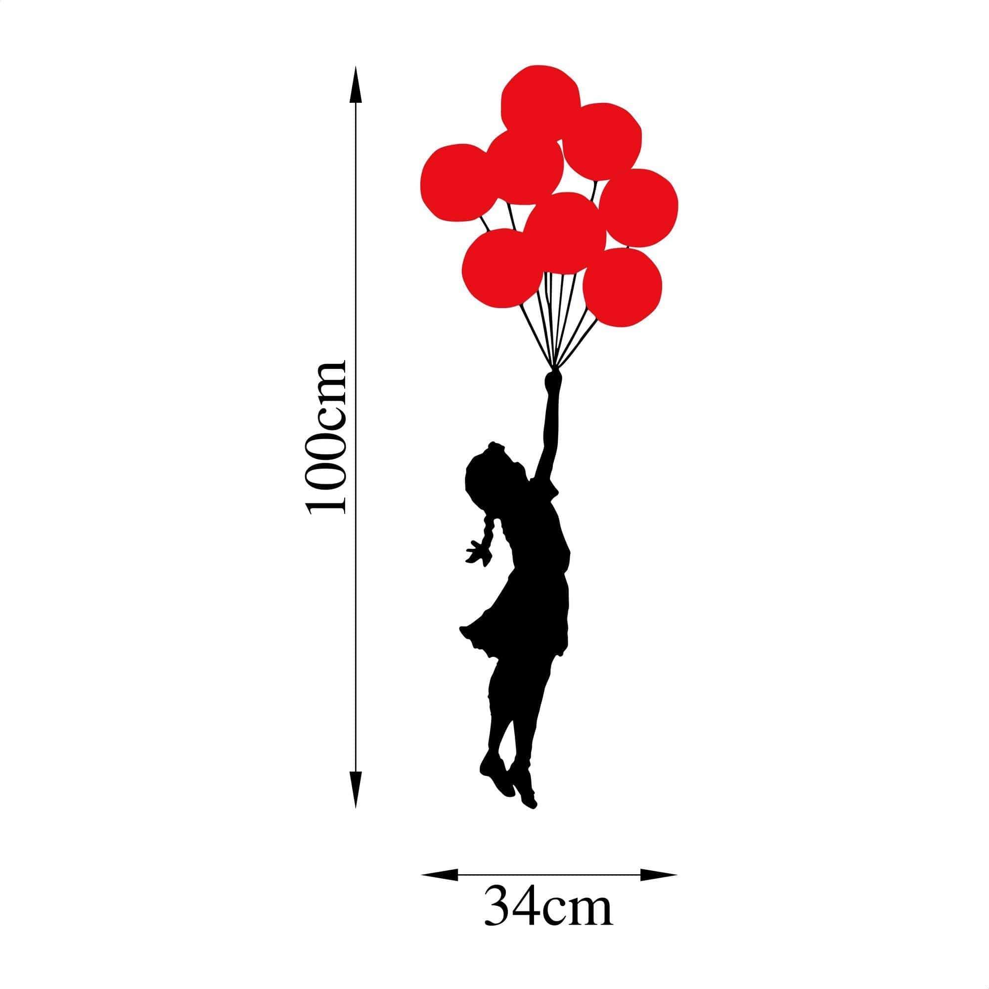 Decoratiune perete BANKSY-11, negru/rosu, metal, 34x100 cm