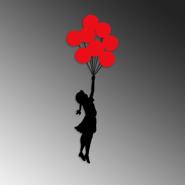 Decoratiune perete BANKSY-11, negru/rosu, metal, 34x100 cm