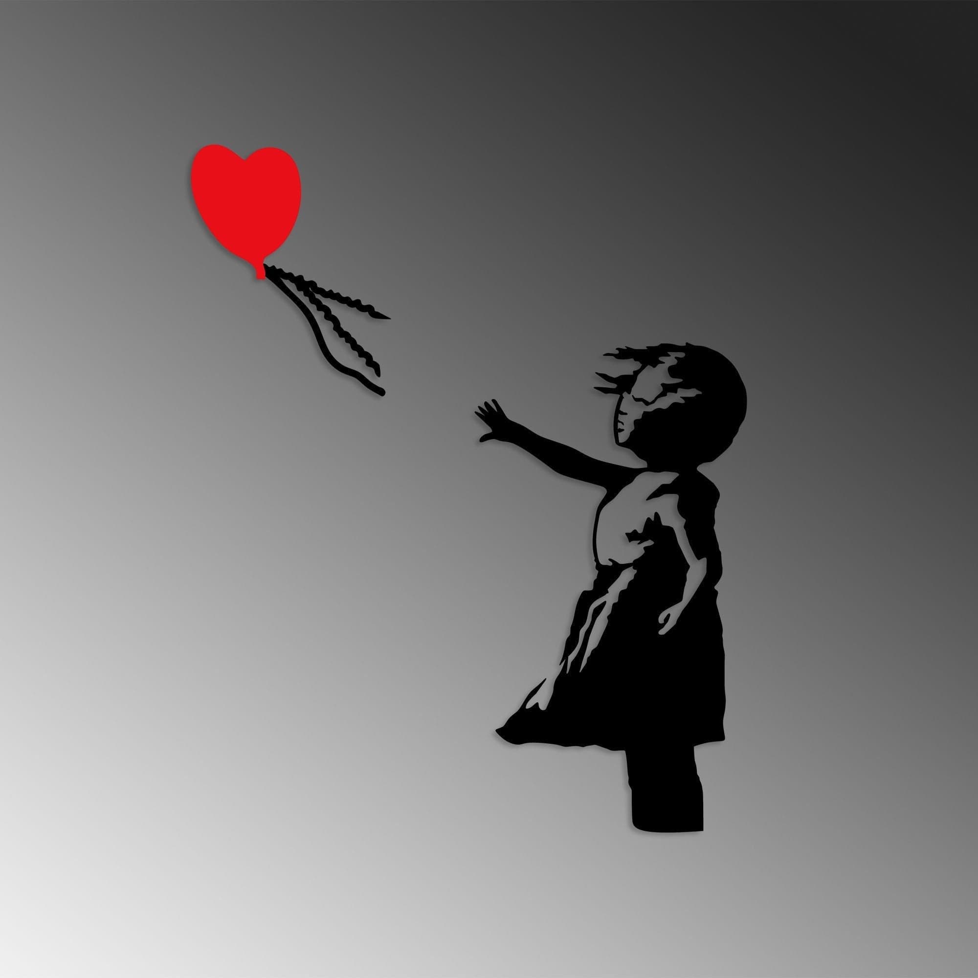 Decoratiune perete BANKSY-13, negru/rosu, metal, 85x105 cm