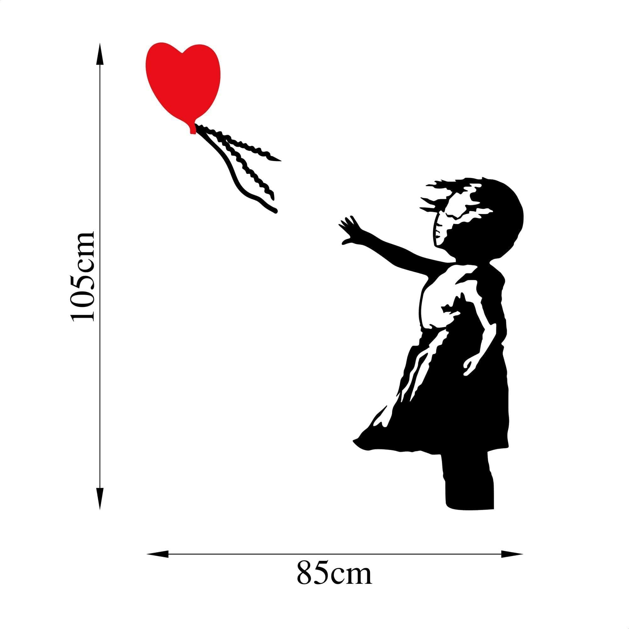 Decoratiune perete BANKSY-13, negru/rosu, metal, 85x105 cm