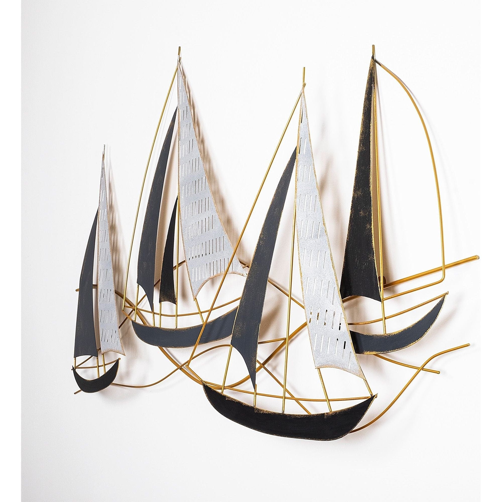 Decoratiune perete BARBAROS, auriu/gri, metal, 125x8x74 cm