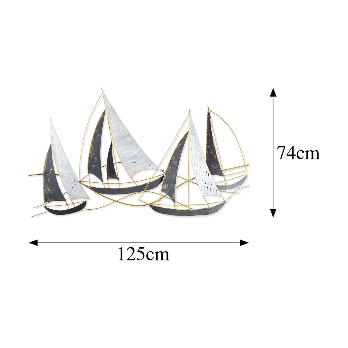 Decoratiune perete BARBAROS, auriu/gri, metal, 125x8x74 cm