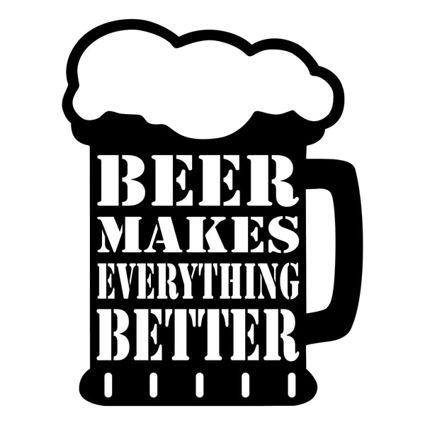 Decoratiune perete BEER, negru, metal, 35x45 cm