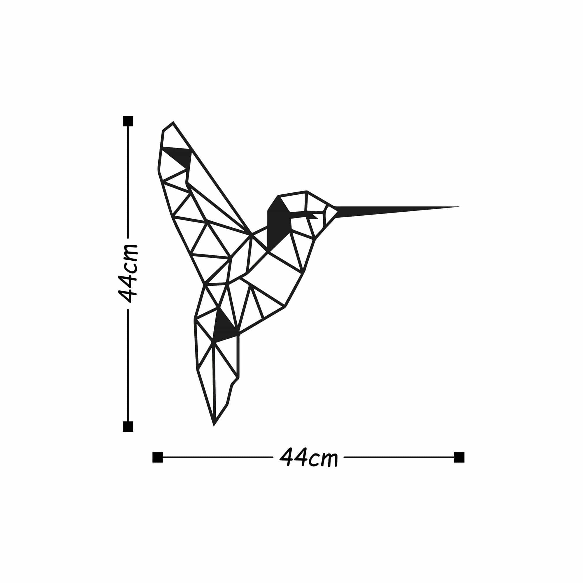 Decoratiune perete BIRD, negru, metal, 44x44 cm