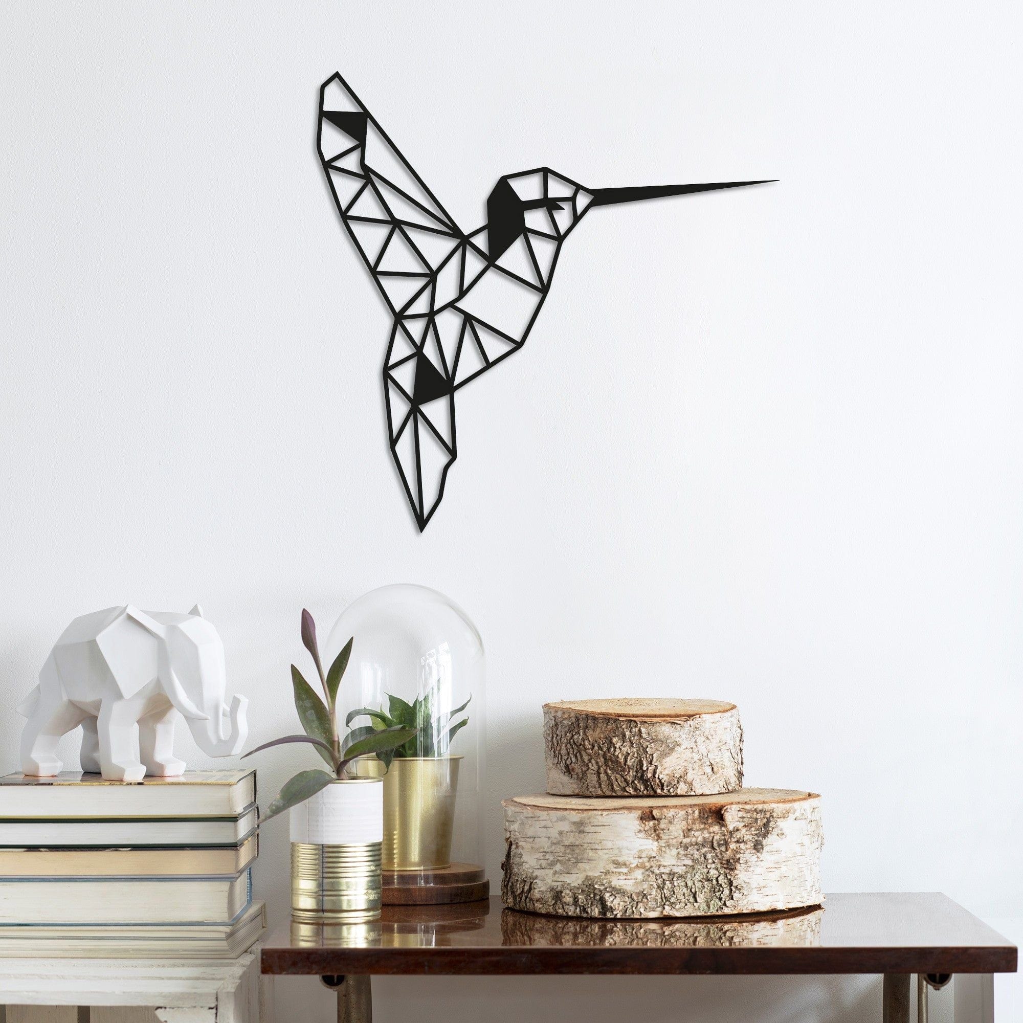 Decoratiune perete BIRD, negru, metal, 44x44 cm