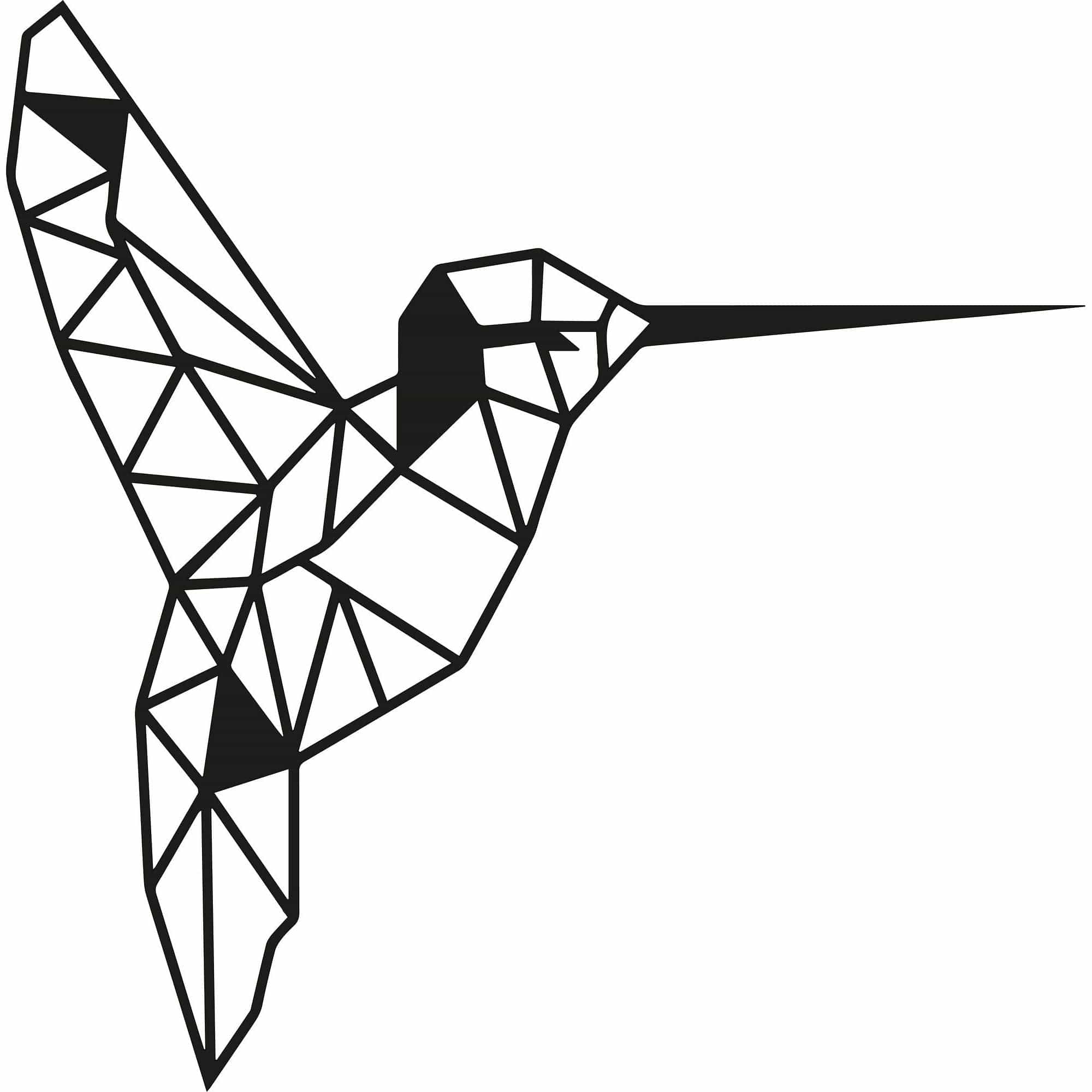 Decoratiune perete BIRD, negru, metal, 44x44 cm