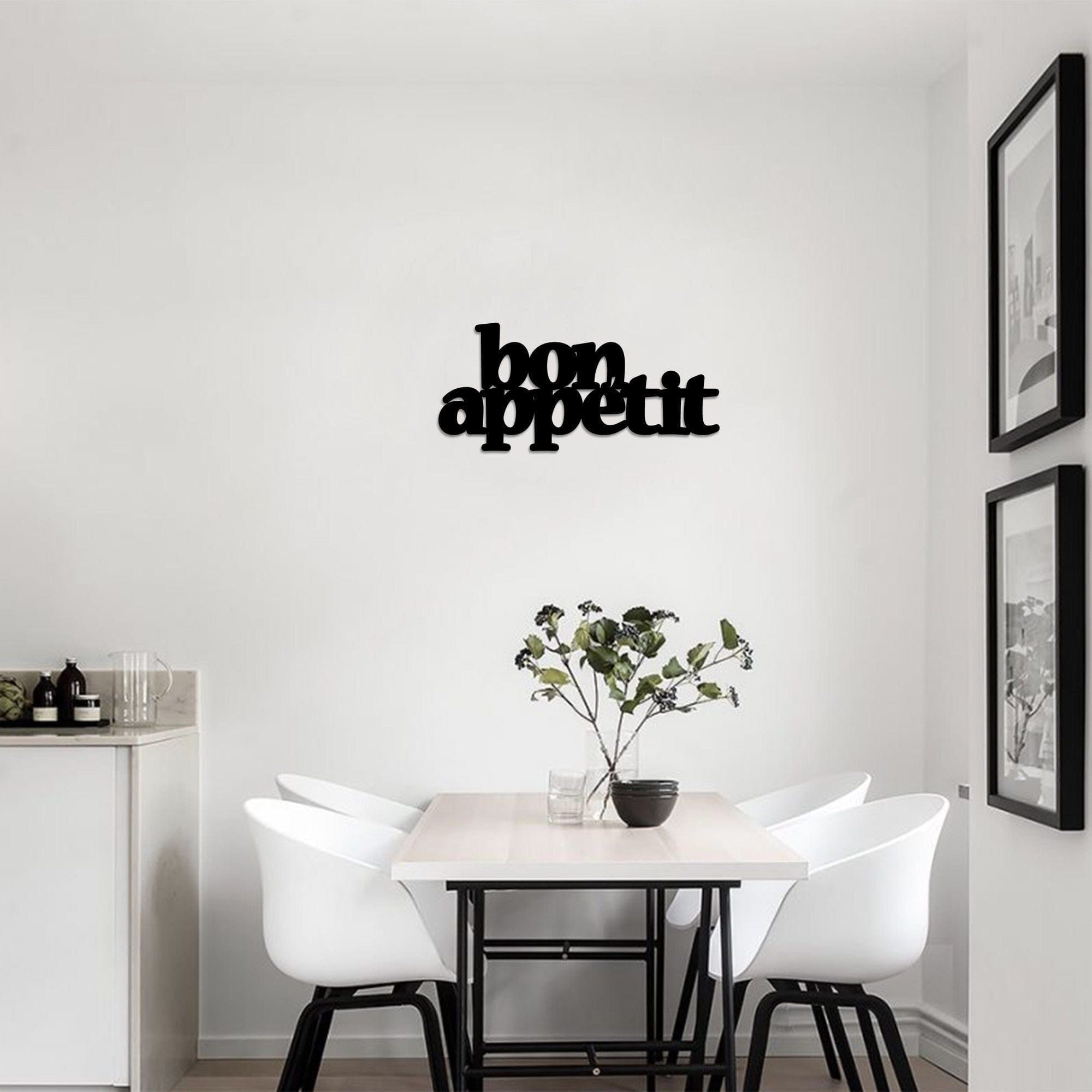 Decoratiune perete BON APPETIT, negru, metal, 59x27 cm