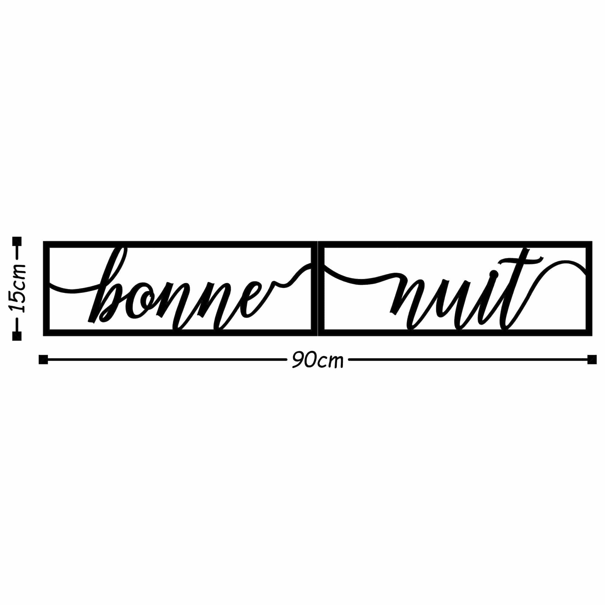 Decoratiune perete BONNE NUIT 1, negru, metal, 90x15 cm