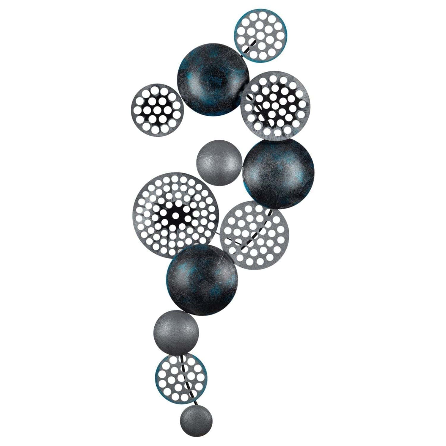 Decoratiune perete BRONTE-CH103-4, gri inchis/albastru, metal, 90x8x42 cm