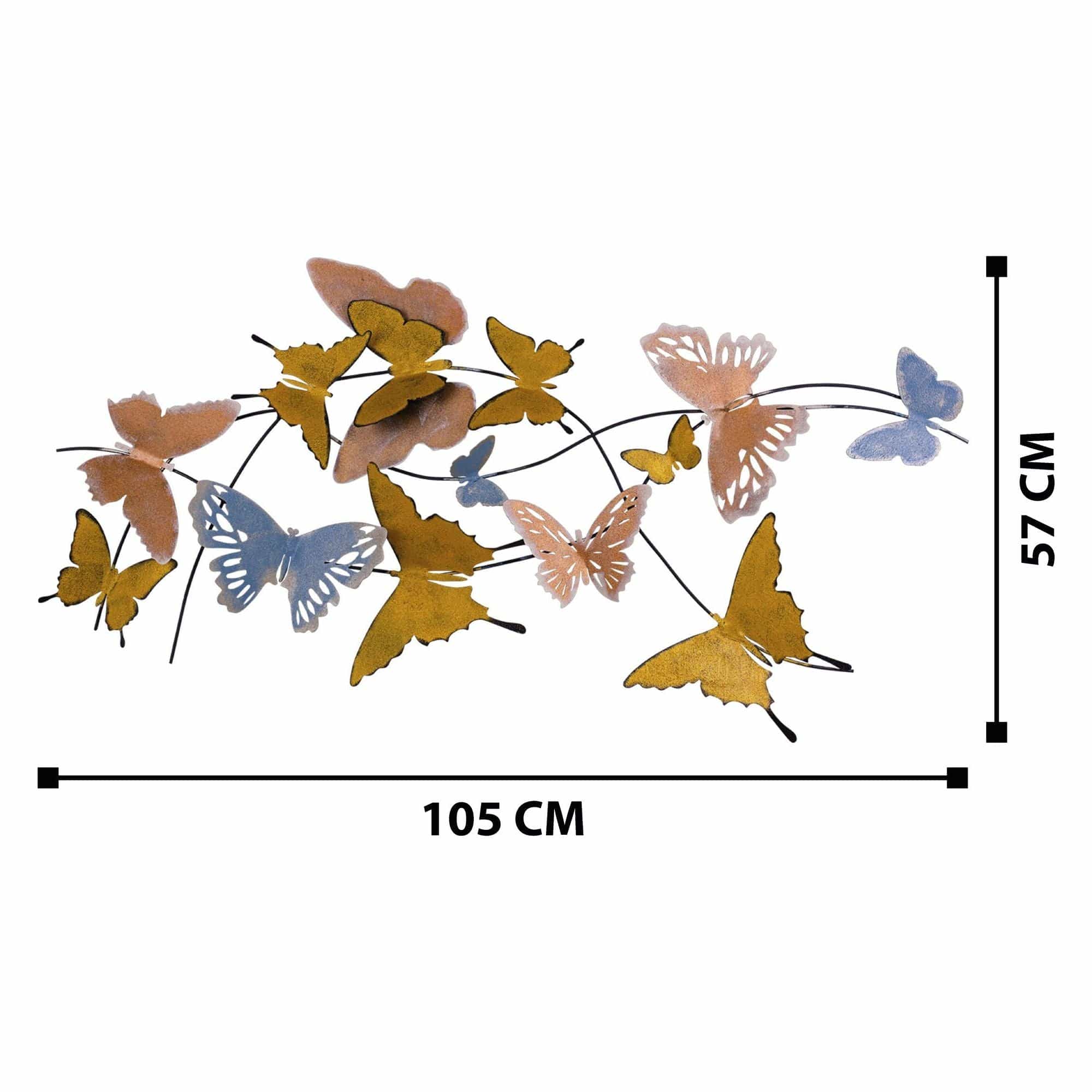 Decoratiune perete BUTTERFLIES, multicolor, metal, 105x8x57 cm