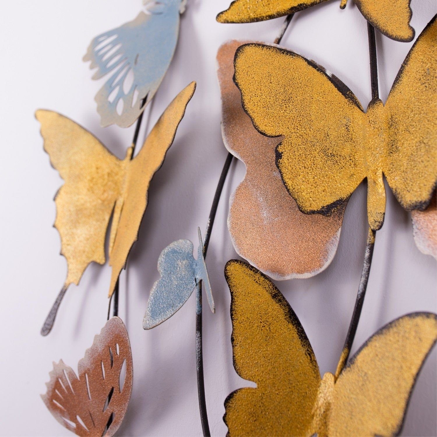 Decoratiune perete BUTTERFLIES, multicolor, metal, 105x8x57 cm