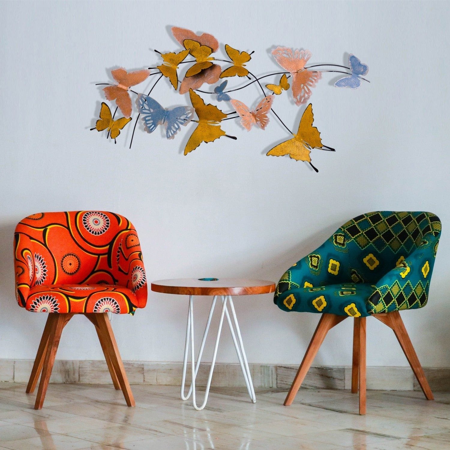 Decoratiune perete BUTTERFLIES, multicolor, metal, 105x8x57 cm