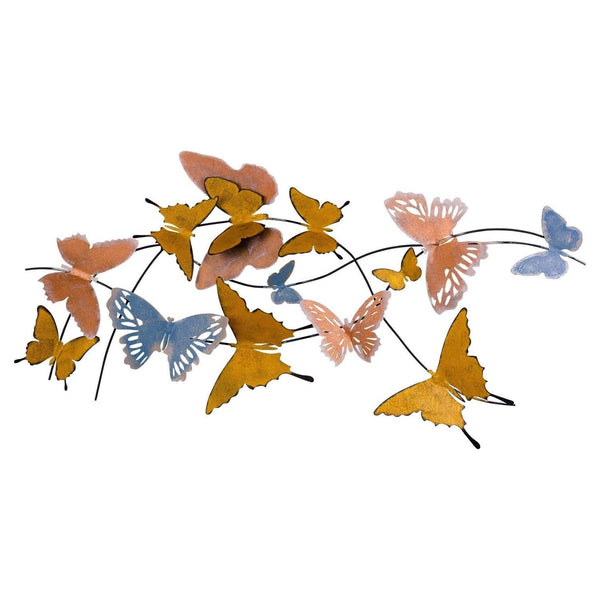 Decoratiune perete BUTTERFLIES, multicolor, metal, 105x8x57 cm