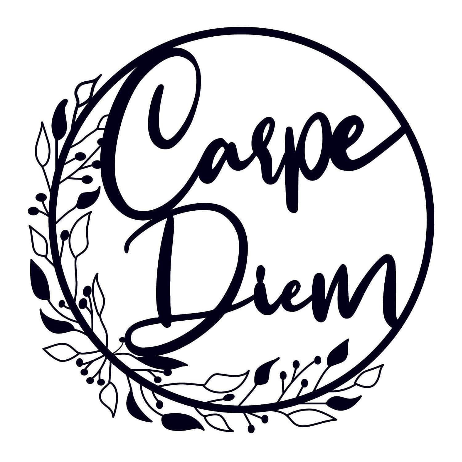 Decoratiune perete CARPE DIEM, negru, metal, 48x48 cm