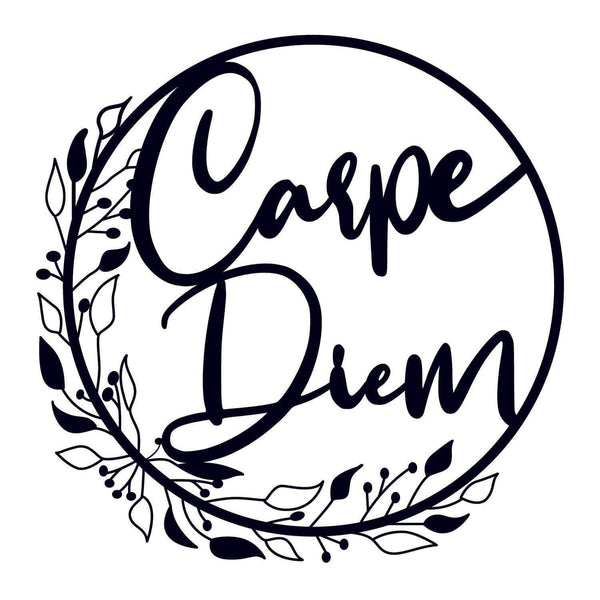 Decoratiune perete CARPE DIEM, negru, metal, 48x48 cm