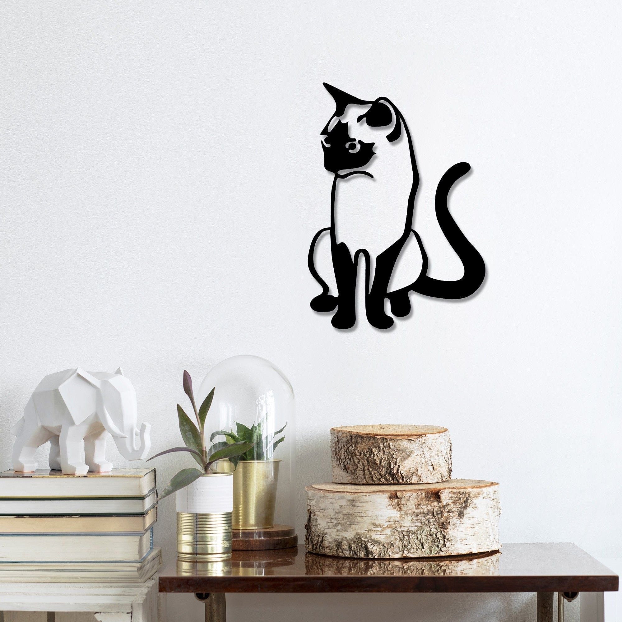 Decoratiune perete CAT 2, negru, metal, 39x35 cm